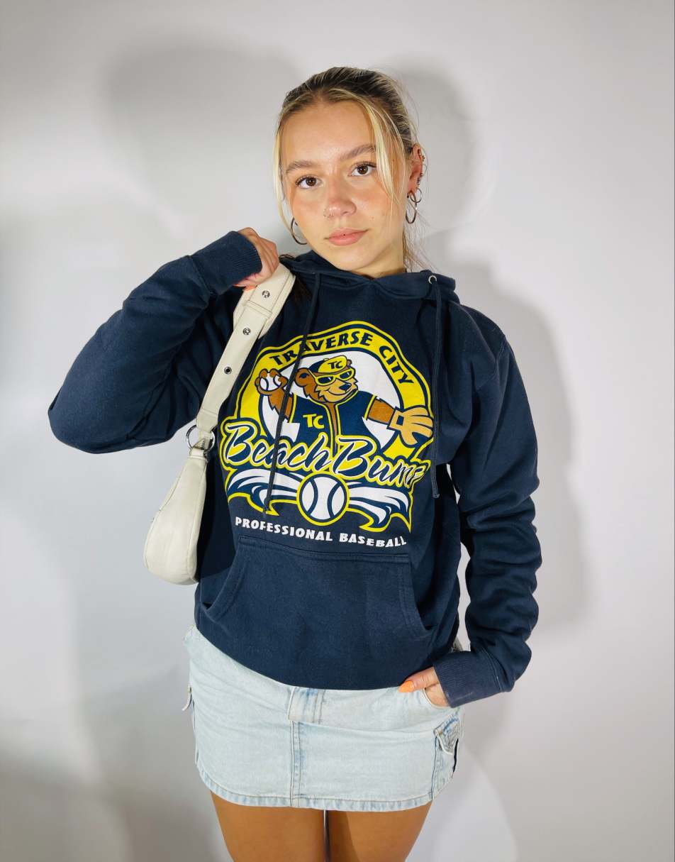 Vintage 90s USA Size S Baseball Hoodie in Navy 2