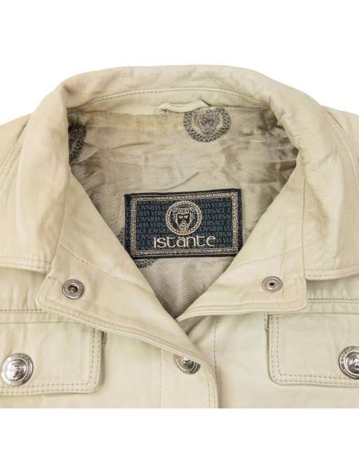 Vintage 90s Versace Istante Cropped Leather Jacket Size S, 3 of 4