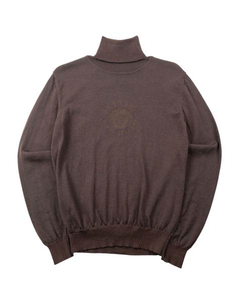 Vintage 90s Versace Jeans Couture Embroidered Knitted Turtleneck Jumper Size S - view 1