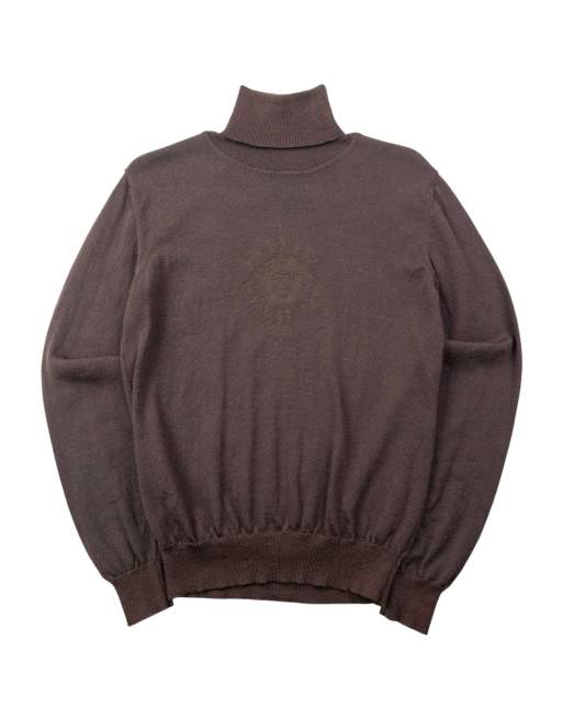 Vintage 90s Versace Jeans Couture Embroidered Knitted Turtleneck Jumper Size S