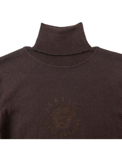 Vintage 90s Versace Jeans Couture Embroidered Knitted Turtleneck