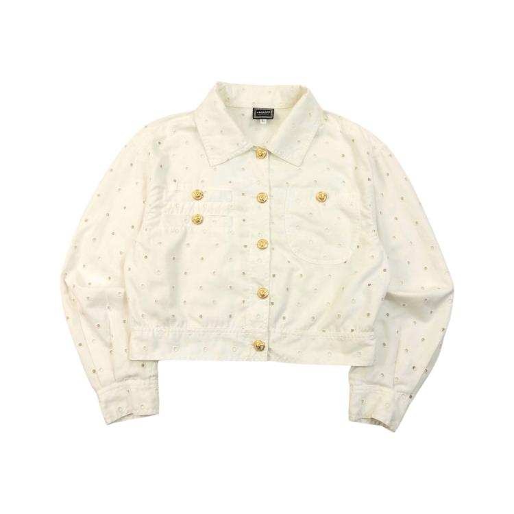 Vintage 90s Versace Jeans Couture Eyelet Pattern Jacket Size L | ASOS