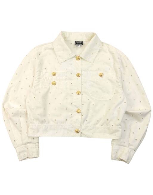 Vintage 90s Versace Jeans Couture Eyelet Pattern Jacket Size L, 1 of 4