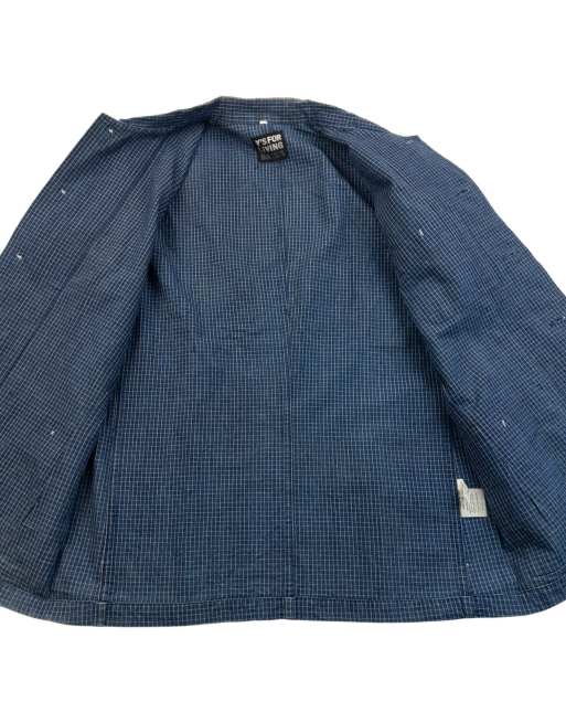 Vintage 90s Yohji Yamamoto Checkered Denim Jacket Size S in Blue, 4 of 4