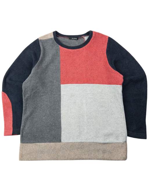 Vintage 90s Yohji Yamamoto Colour Block Fleece Sweatshirt Size XS
