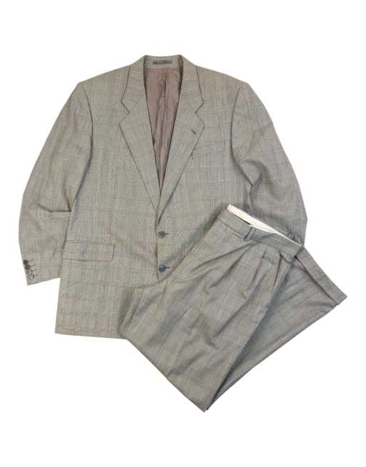 Vintage 90s YSL Yves Saint Laurent Checkered Jacket & Trousers Suit Set Size M, 1 of 7