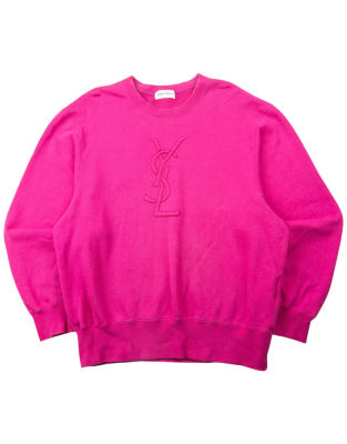 【希少】イブサンローラン YSL Vintage スウェット ピンク Mサイズ Vintage 90s YSL Yves Saint Laurent Embroidered Sweatshirt Size M