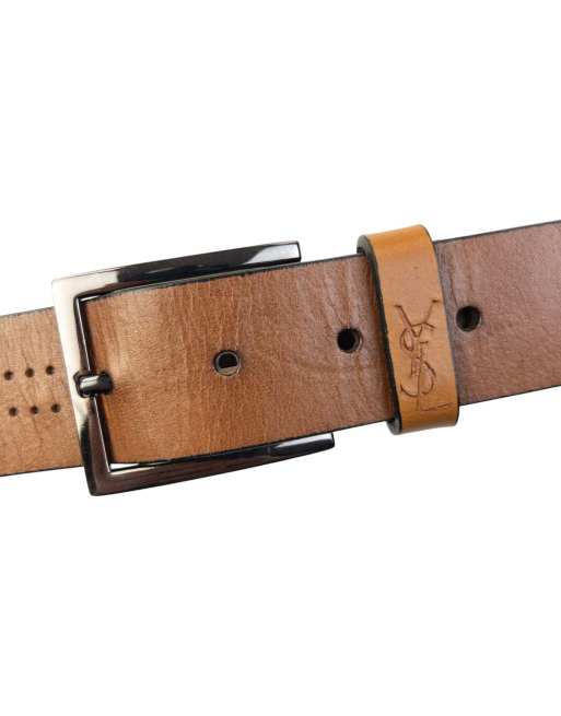 Vintage 90s YSL Yves Saint Laurent Leather Belt Size XL, 3 of 4