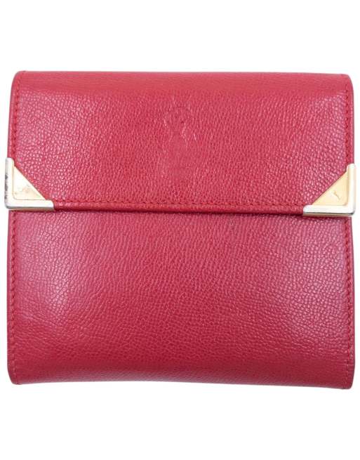 Vintage 90s YSL Yves Saint Laurent Leather Wallet in Red