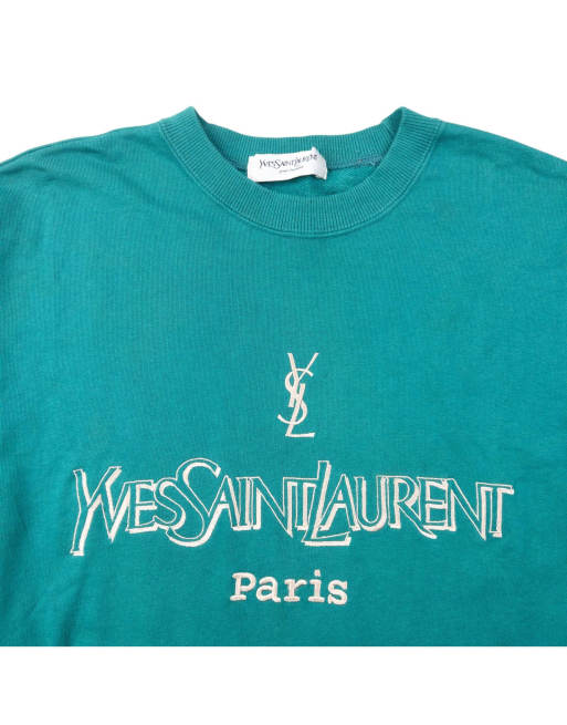 Vintage 90s YSL Yves Saint Laurent Paris Embroidered Sweatshirt