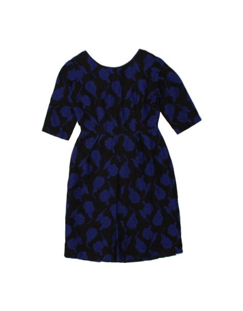 Vintage A-line Dress It 40 Small In Black Floral - view 1
