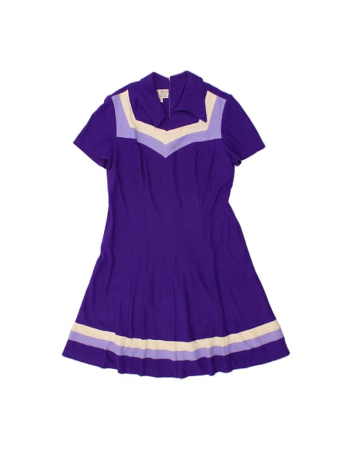 Vintage A-line Dress It 46 Large In Purple Colourblock