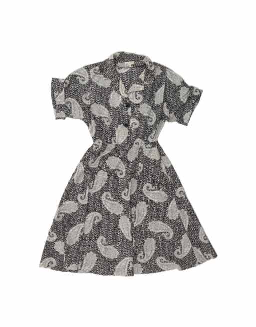 Vintage A-line Dress It 50 XL In Black Paisley