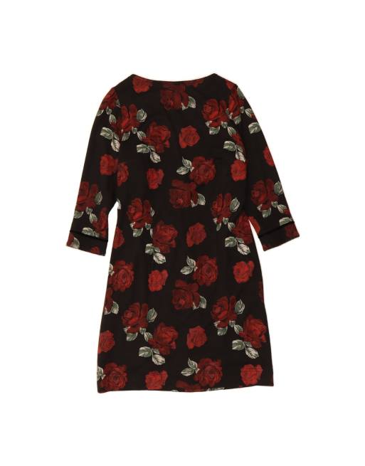Vintage A-line Dress UK 10 Small In Black Floral