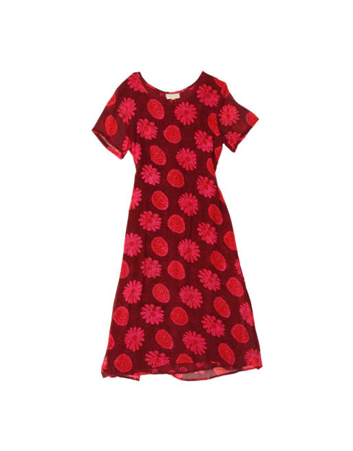 Vintage A-line Dress UK 12 Medium In Maroon Floral
