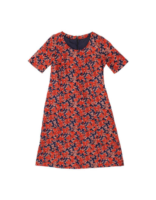 Vintage A-line Dress UK 12 Medium In Red Floral