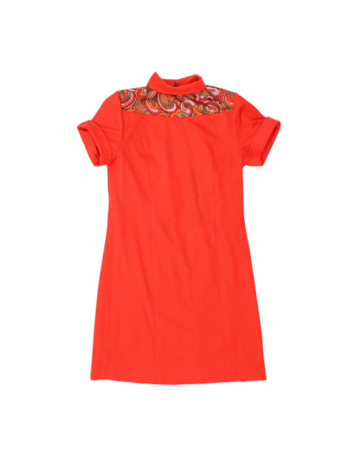 Vintage A-line Dress UK 12 Medium In Red Paisley