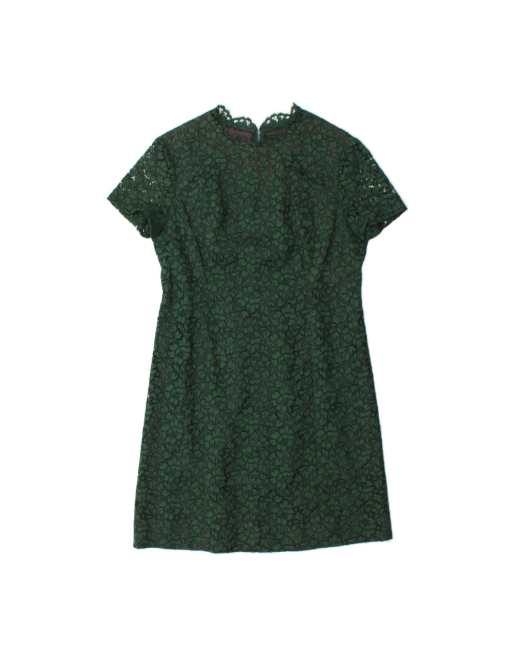 Vintage A-line Dress UK 14 Large In Green Floral