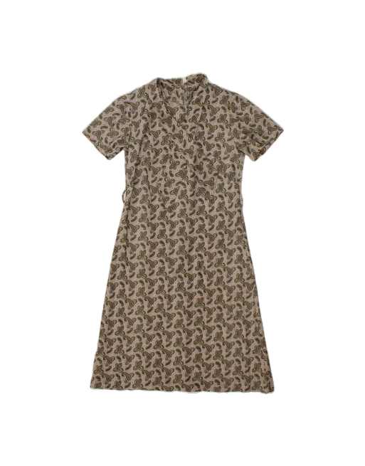 Vintage A-line Dress UK 14 Medium In Grey Paisley