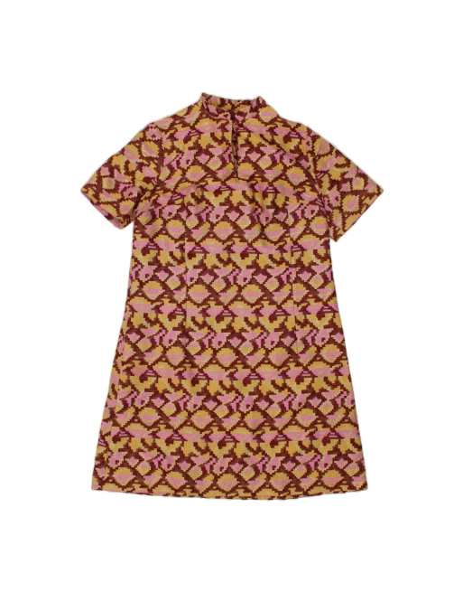 Vintage A-line Dress UK 14 Medium In Multicoloured Aztec