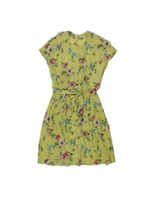 Vintage A-line Dress UK 16 Large In Yellow Floral