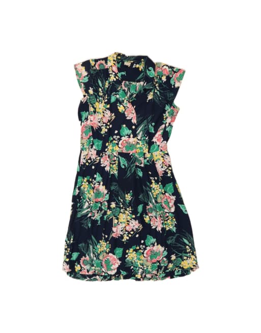 Vintage A-line Dress UK 18 XL In Blue Floral