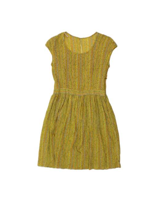 Vintage A-line Dress UK 8 Small In Yellow Floral