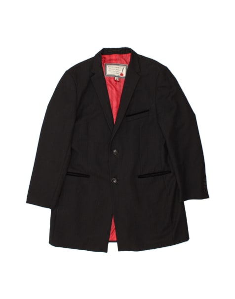 Vintage Abstract Pattern 2 Button Blazer Jacket UK 42 XL In Black Wool - view 1
