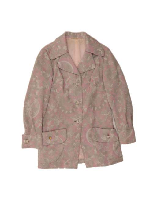 Vintage Abstract Pattern 3 Button Blazer Jacket UK 14 Medium In Pink