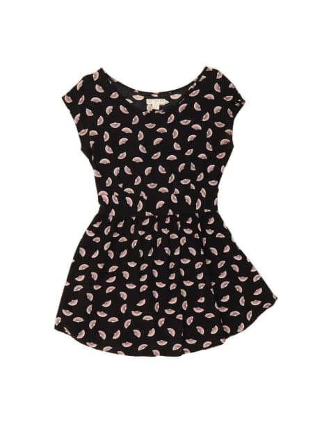 Vintage Abstract Pattern A-line Dress UK 10 Small In Black - view 1