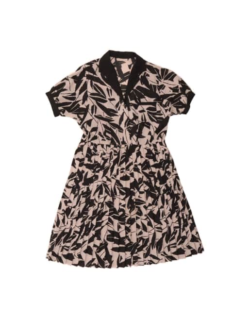 Vintage Abstract Pattern A-line Dress UK 16 Large In Grey