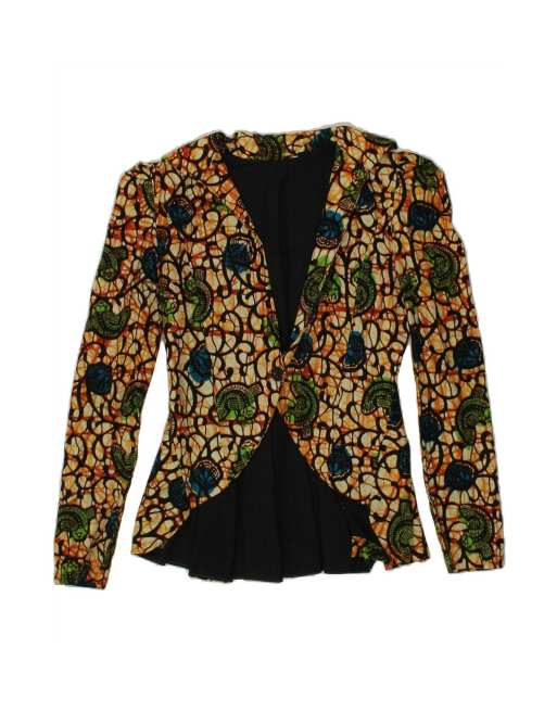 Vintage Abstract Pattern Blazer Jacket UK 10 Small In Multicoloured