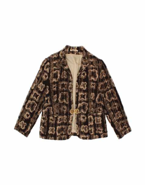 Vintage Abstract Pattern Blazer Jacket UK 14 Medium In Brown - view 1