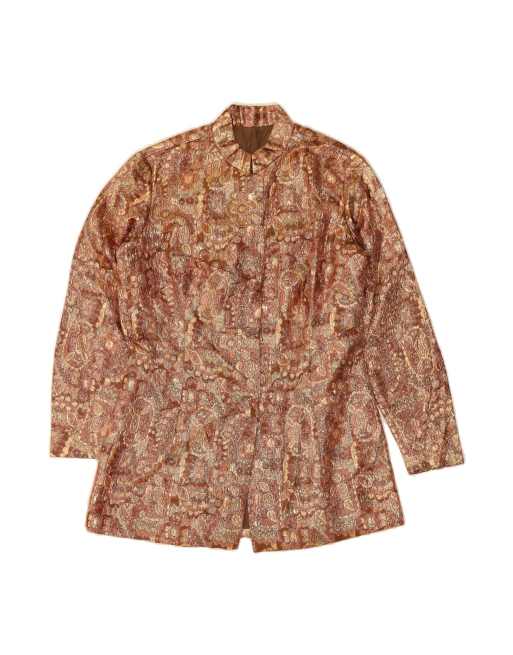 Vintage Abstract Pattern Blazer Jacket UK 20 2XL In Beige