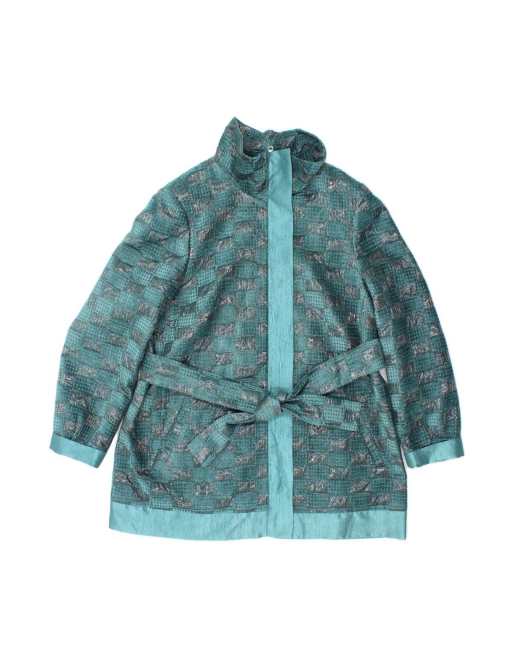 Vintage Abstract Pattern Bomber Jacket It 54 3XL In Blue
