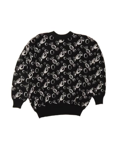 Vintage Abstract Pattern Crew Neck Jumper Sweater It 48 XL In Black - view 1