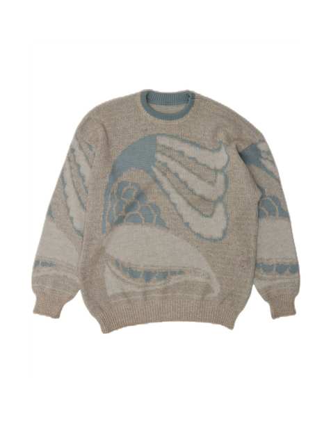 Vintage Abstract Pattern Crew Neck Jumper Sweater UK 14 Large In Grey - view 1