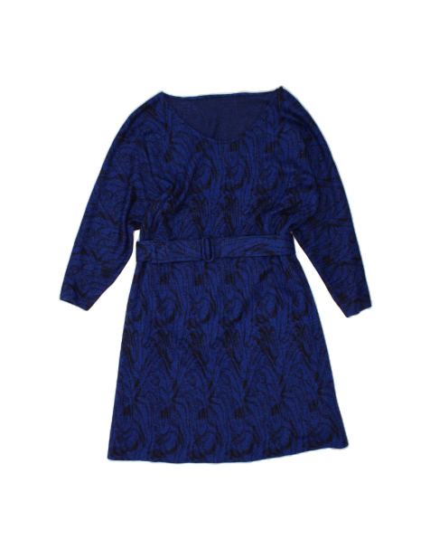 Vintage Abstract Pattern Long Sleeve Jumper Dress UK 16 Large In Blue - view 1