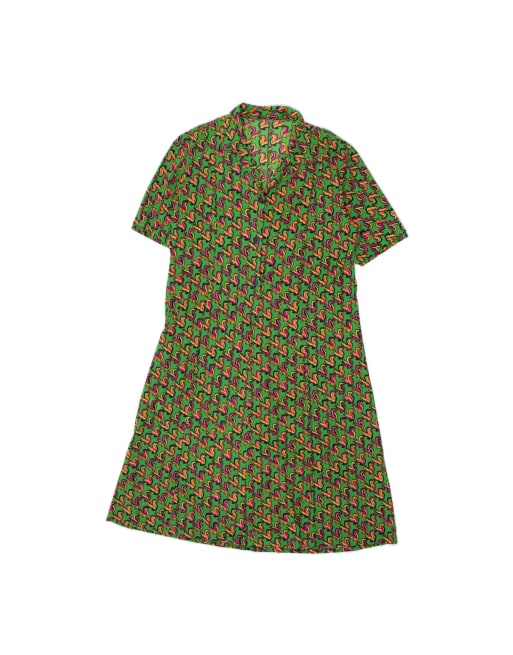 Vintage Abstract Pattern Maxi Dress It 50 XL In Green