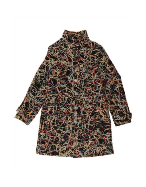 Vintage Abstract Pattern Overcoat It 42 Medium In Multicoloured