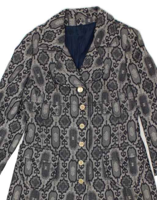 Vintage Abstract Pattern Overcoat UK 10 Small In Grey, 3 of 4