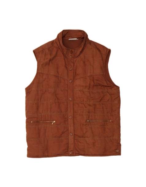 Vintage Abstract Pattern Padded Gilet EU 42 Large In Brown - view 1