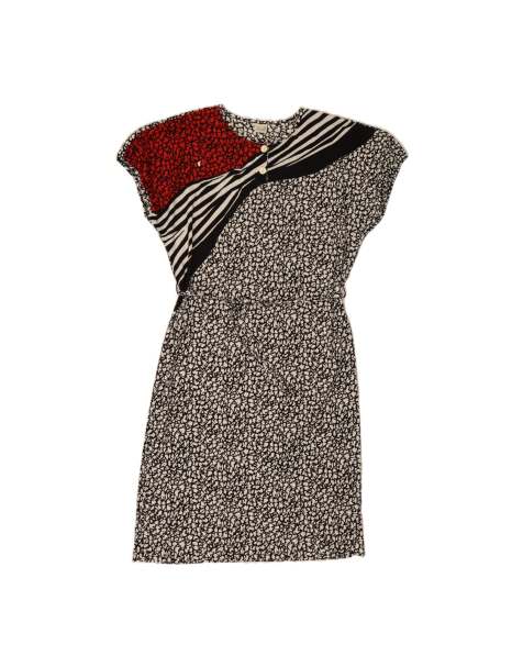 Vintage Abstract Pattern Sheath Dress It 48 XL In Black - view 1