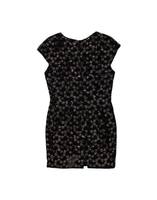 Vintage Abstract Pattern Sheath Dress UK 10 Small In Black, 2 of 4