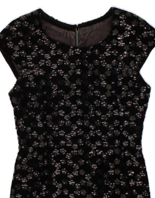 Vintage Abstract Pattern Sheath Dress UK 10 Small In Black, 3 of 4
