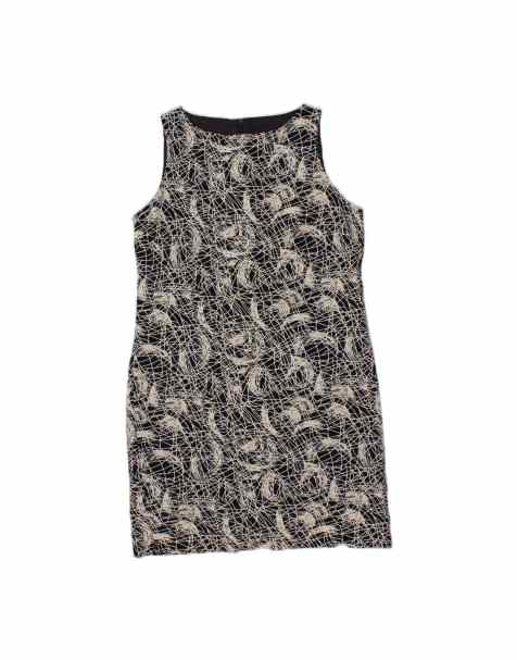 Vintage Abstract Pattern Sheath Dress UK 14 Medium In Blue - view 1