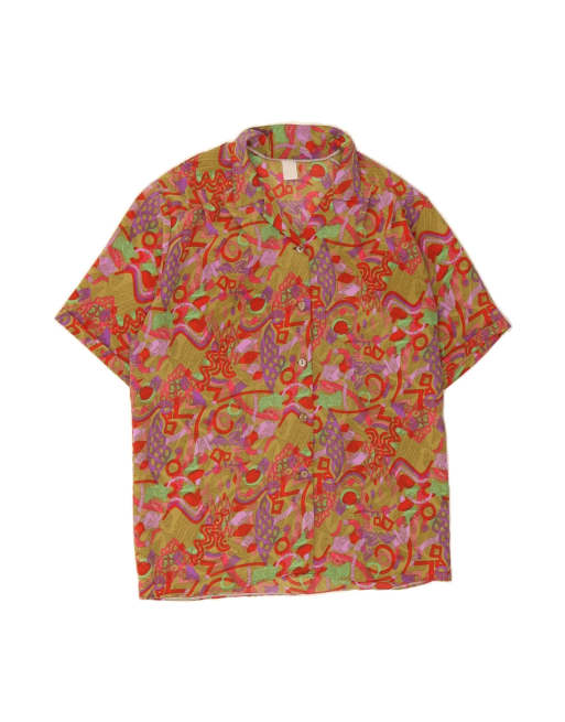 Vintage Abstract Pattern Short Sleeve Shirt UK 18 XL In Multicoloured