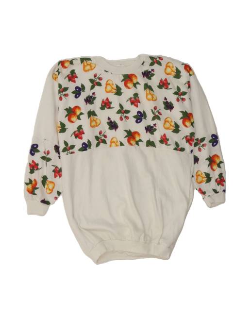 Vintage Abstract Pattern Sweatshirt Jumper UK 20 2XL In White