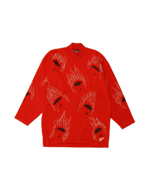 Vintage Abstract Pattern Turtle Neck Jumper Sweater UK 16 Large In Red - view 1