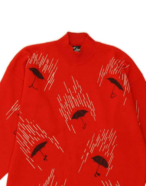 Vintage Abstract Pattern Turtle Neck Jumper Sweater UK 16 Large In Red, 3 of 4